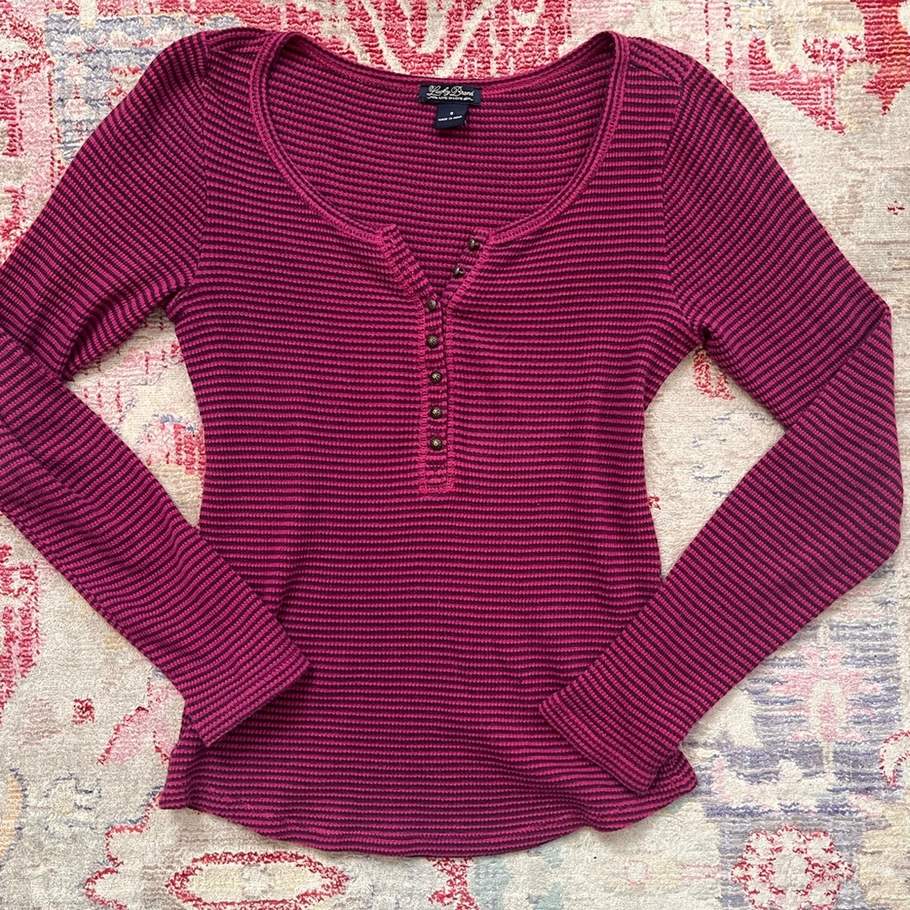 Lucky Brand pink and purple striped henley